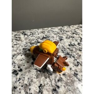 Brown Airplane Toy Figure Character Flying Machine Yellow Helmet Green Face